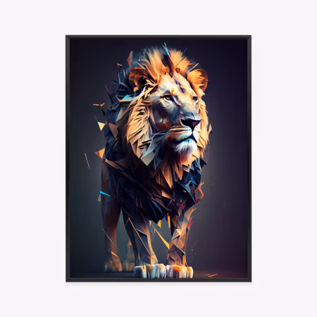 Poster med ram - Lion in geometric style