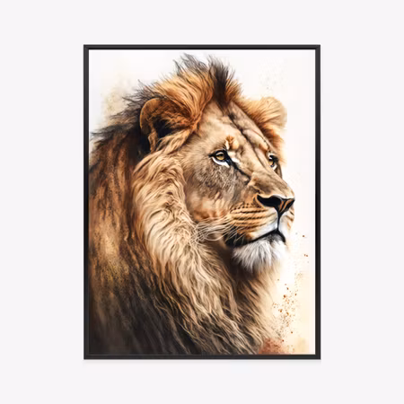 Poster med ram - A lion with a lush mane