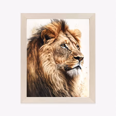 Poster med ram - A lion with a lush mane