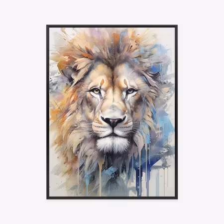 Poster med ram - A lion amp s head painted with