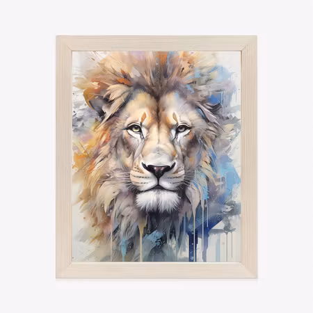 Poster med ram - A lion amp s head painted with