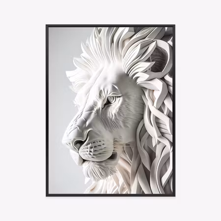Poster med ram - Sculpture of a white lion