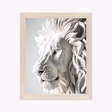 Poster med ram - Sculpture of a white lion