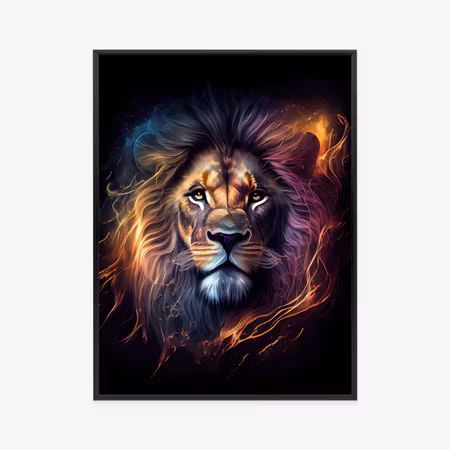 Poster med ram - Magical portrait of a lion