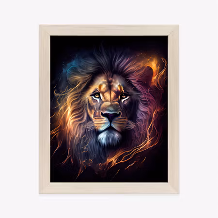 Poster med ram - Magical portrait of a lion