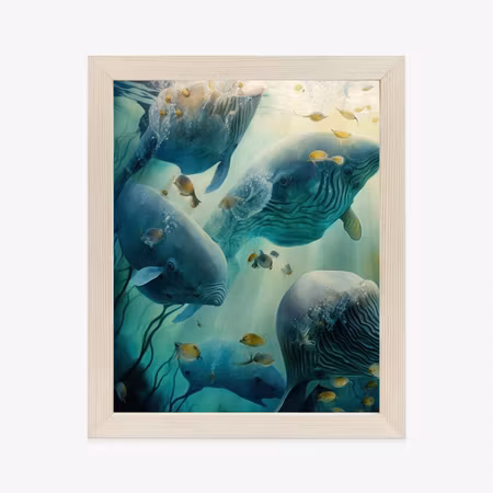Poster med ram - Whales in the sea depths
