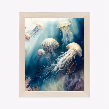 Poster med ram - Watercolor jellyfish in the