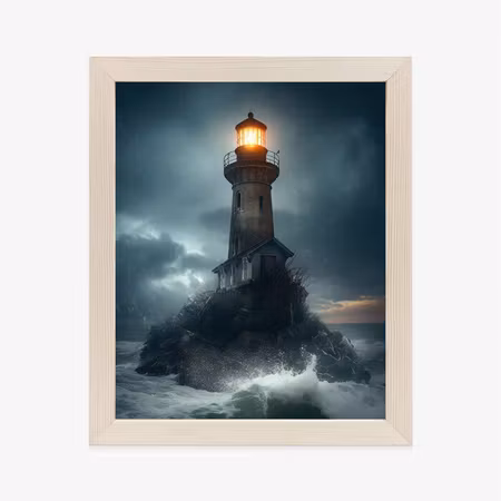 Poster med ram - Light on the lighthouse during a