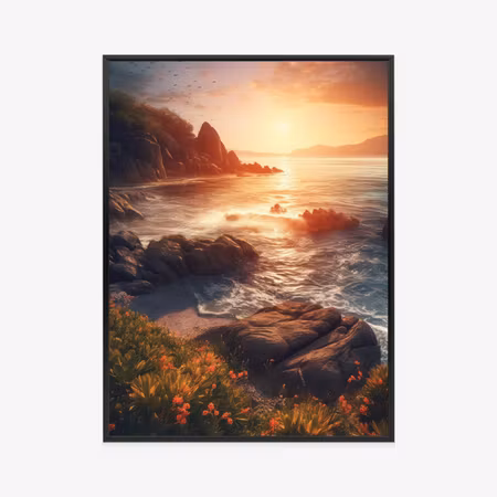 Poster med ram - Sea landscape with wild beach