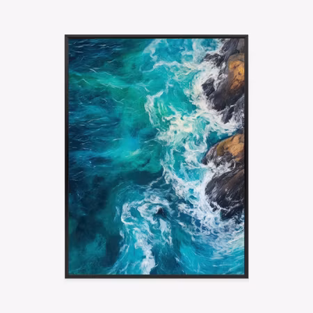 Poster med ram - Turquoise ocean waves crashing on