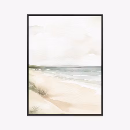 Poster med ram - Watercolor landscape with beach