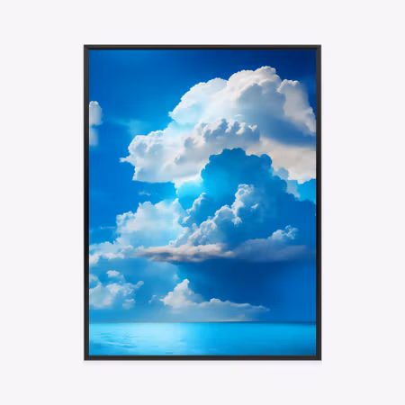 Poster med ram - Fluffy clouds over the blue sea