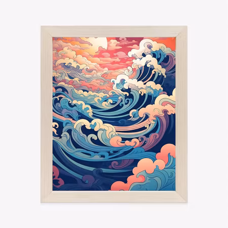 Poster med ram - Abstract landscape with sea waves