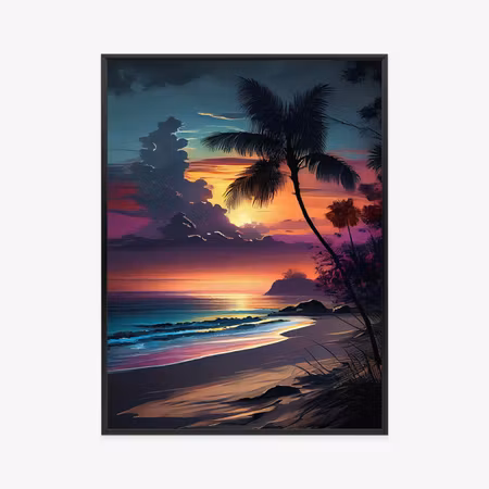 Poster med ram - Tropical beach and colorful