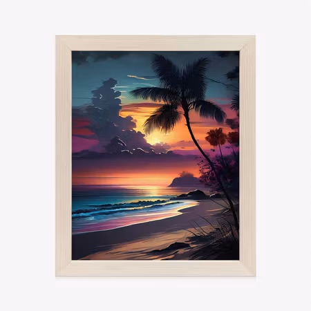 Poster med ram - Tropical beach and colorful