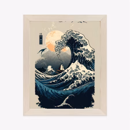 Poster med ram - Abstract landscape with a wave in