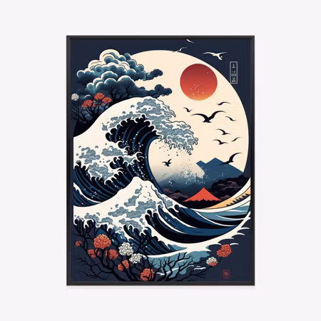 Poster med ram - Landscape in japanese style