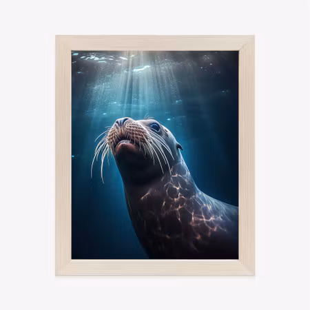 Poster med ram - A seal in the depths of the ocean