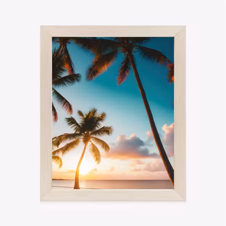 Poster med ram - Tropical beach with palm trees at