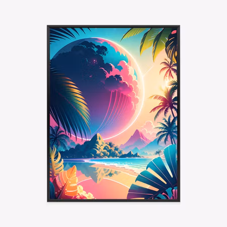 Poster med ram - Tropical beach and abstract