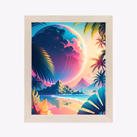 Poster med ram - Tropical beach and abstract