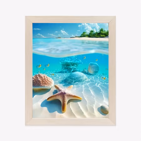 Poster med ram - Starfish shells and fish in the