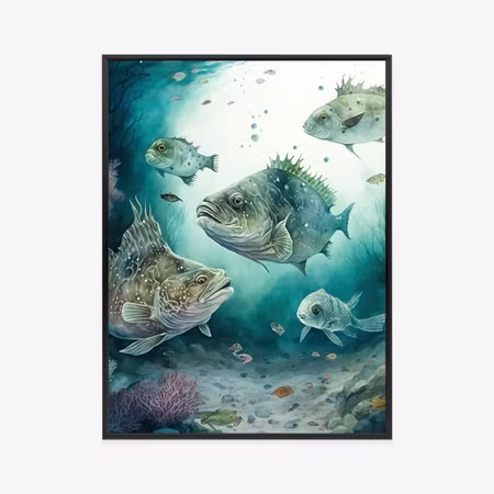 Poster med ram - School of fish in the sea depth