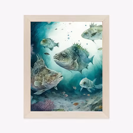 Poster med ram - School of fish in the sea depth