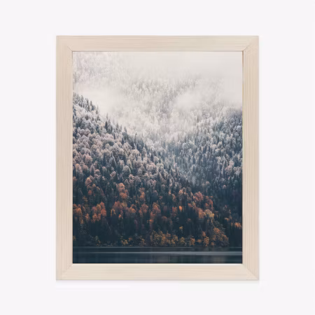 Poster med ram - Misty autumn forest by the lake