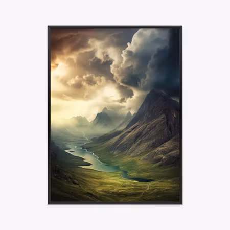 Poster med ram - Storm clouds over the mountain