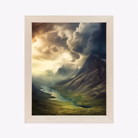 Poster med ram - Storm clouds over the mountain