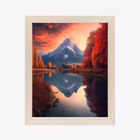 Poster med ram - Autumn landscape with lake and