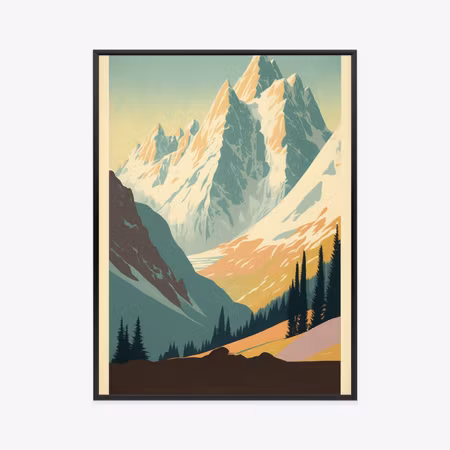 Poster med ram - Winter landscape with alps in