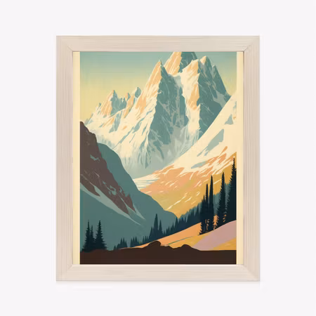 Poster med ram - Winter landscape with alps in