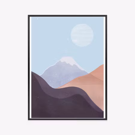 Poster med ram - Minimalist geometric mountain