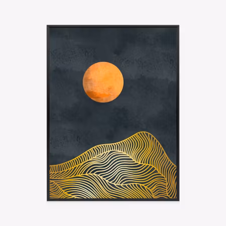 Poster med ram - Mountain landscape with golden