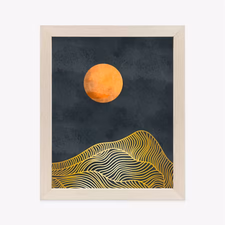 Poster med ram - Mountain landscape with golden