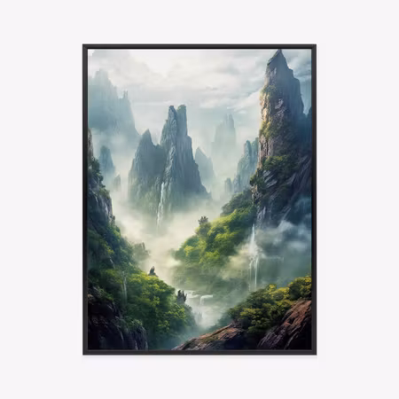 Poster med ram - Hills covered with green forest