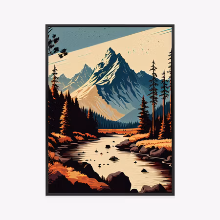 Poster med ram - Mountain river abstract landscape