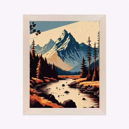 Poster med ram - Mountain river abstract landscape