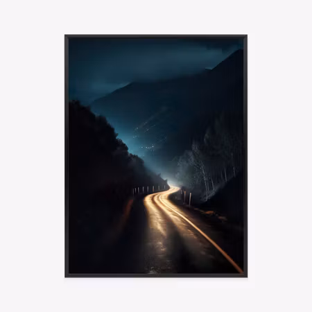 Poster med ram - Light on the mountain road at