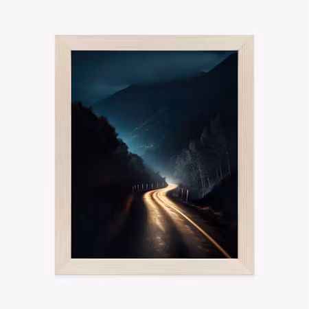 Poster med ram - Light on the mountain road at