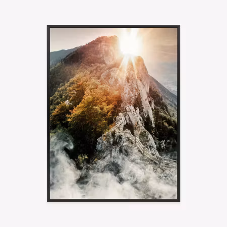 Poster med ram - Autumn sunrise over mountain
