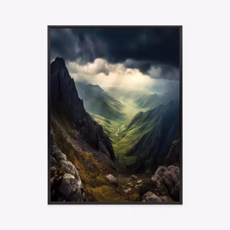 Poster med ram - Dark clouds and mountain