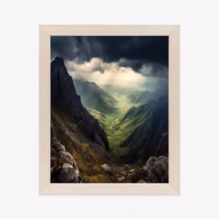 Poster med ram - Dark clouds and mountain
