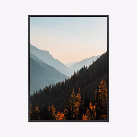 Poster med ram - Mountain view at sunset