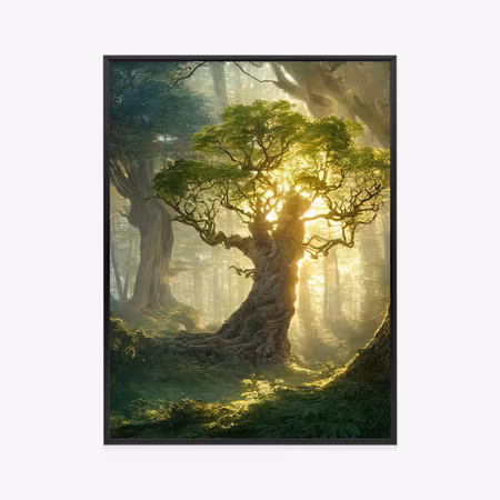 Poster med ram - A blooming tree in the sunlight