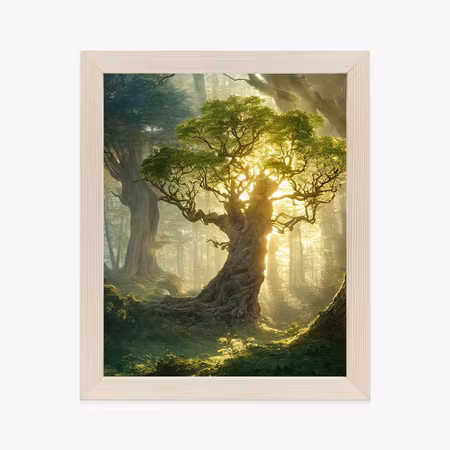 Poster med ram - A blooming tree in the sunlight