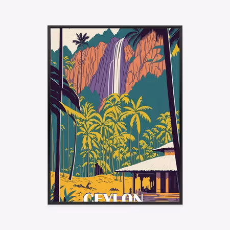 Poster med ram - Ceylon retro landscape with