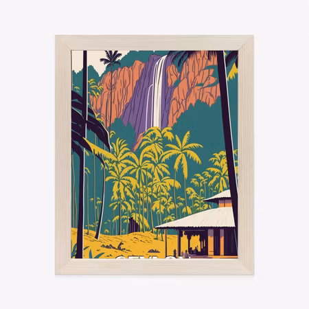 Poster med ram - Ceylon retro landscape with